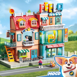 Barnaleikjahús með stórum samsetningarkubbum – villa til að setja saman, leikfangahús fyrir stelpur, fullkomin afmælisgjöf