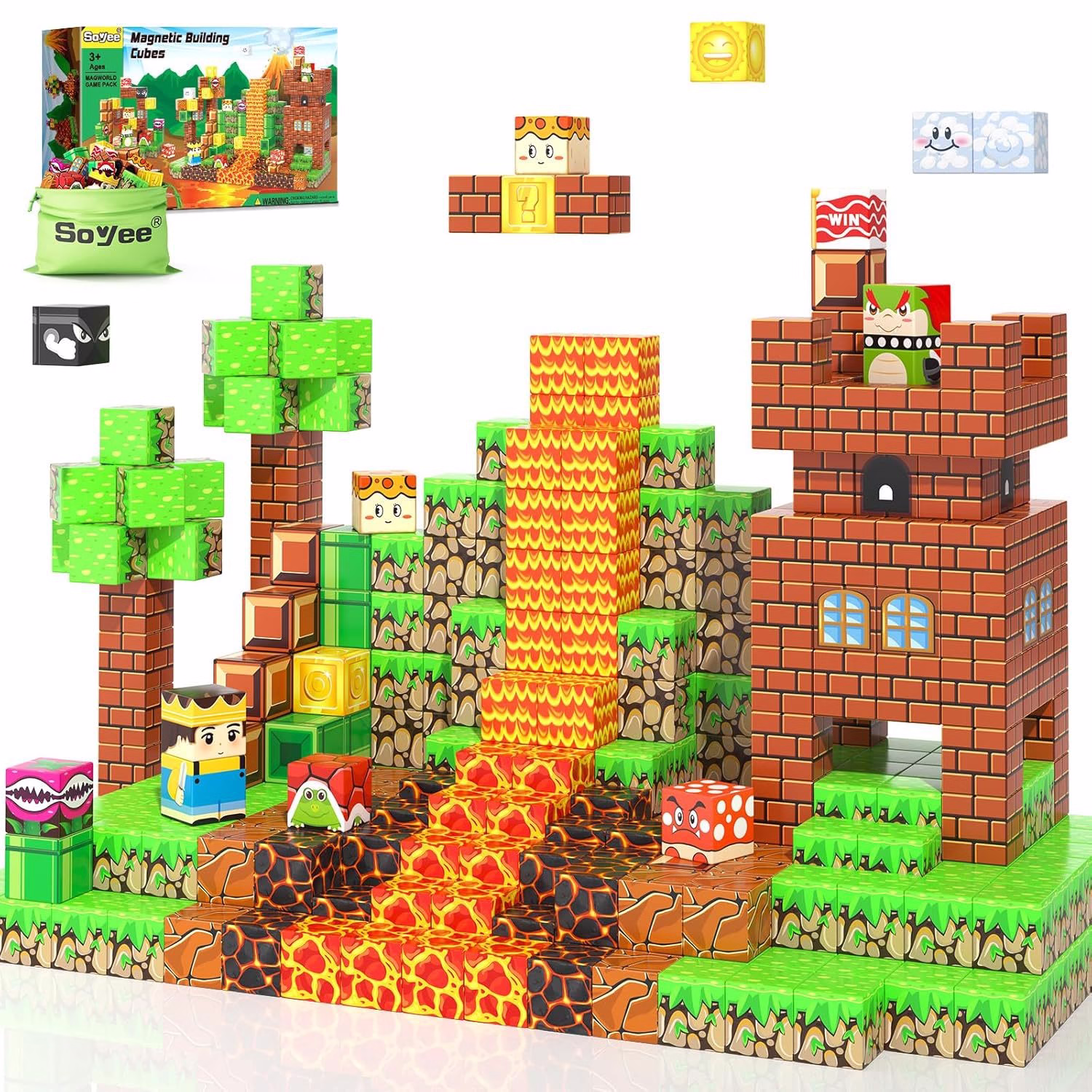 Ný gerð af byggingarkastala samsetningarkubbum með segulplötum, DIY sett fyrir börn, vitsmunalegt púsla- og byggingarleikfang. - Image 9