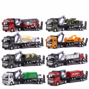 1:50 Borgarlegur flutningabíll úr málmblöndu – 33 cm bíllíkan, ýmsar dráttarvélar með pallbíl, stiga- og gröfubíl