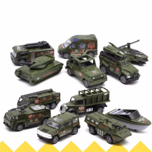 12 gerðir hernaðaruppdráttarbíla úr málmblöndu – 6 stykki sett, módel hertrukkur, leikfangabílar fyrir börn, hentugt fyrir Amazon og alþjóðlegan markað